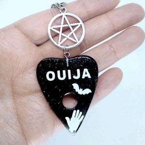 Black Silver Sparkle Planchette Pentagram Necklace